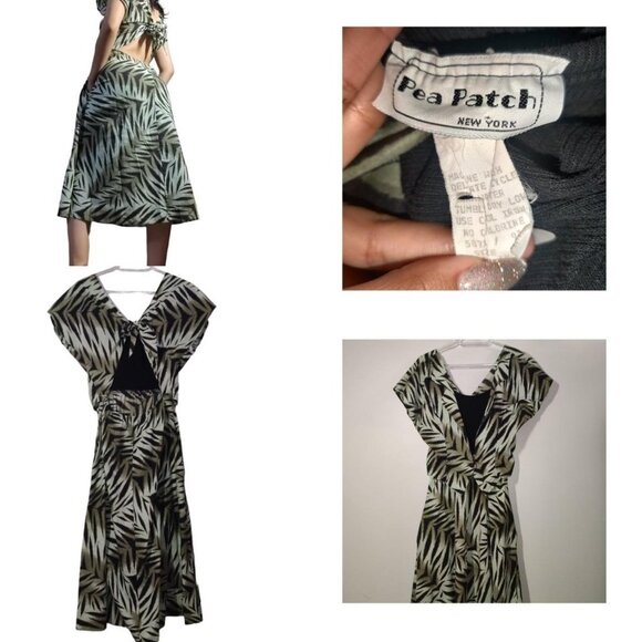 Vintage 80s Green Zebra Double Dress 💚 - Picture 4 of 4